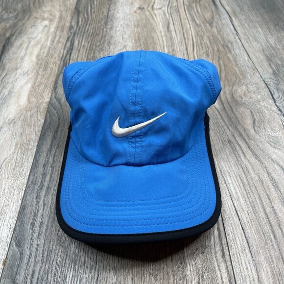 Nike Hat Cap Blue Feather Light 7 Panel Tailwind Mesh Reflective Running Cycling - Picture 1 of 12